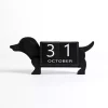 Black Wood Dachshund Block Calendar