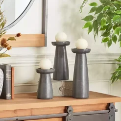 Black Wood Tapered 3-pc. Pillar Candle Holder Set