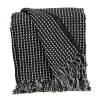 Black Woven Pattern Wool Tassel Throw