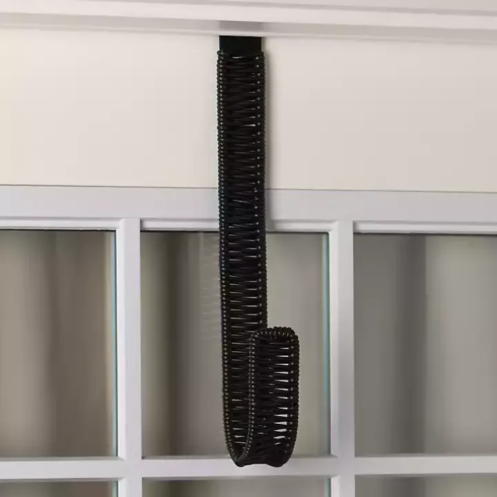Black Woven Rattan Wreath Hanger
