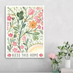 Bless This Home Floral Canvas Art Print