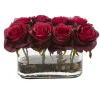 Blooming Red Roses Arrangement in Glass Vase