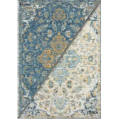 Blue & Orange Medallion Reversible Area Rug, 8x10