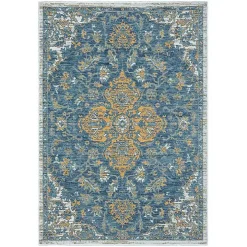 Blue & Orange Medallion Reversible Area Rug, 5x7