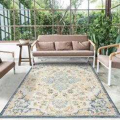 Blue & Orange Medallion Reversible Area Rug, 8x10