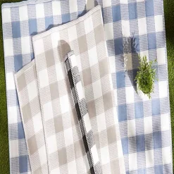 Blue & White Buffalo Check Outdoor Area Rug, 4x6