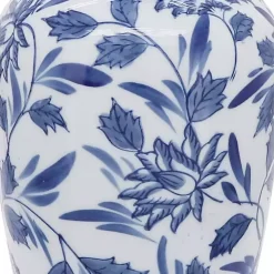 Blue & White Chinoiserie Ceramic Vase, 13 in.