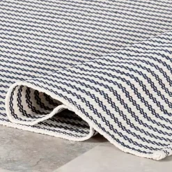 Blue & White Pinstripe Indoor/Outdoor Rug, 5x8