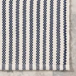 Blue & White Pinstripe Indoor/Outdoor Rug, 5x8