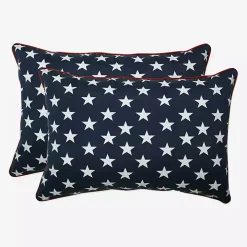 Blue & White Stars Outdoor Pillows, Set of 2