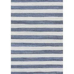 Blue & White Striped Indoor/Outdoor Rug, 6x9