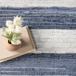 Blue & White Striped Indoor/Outdoor Rug, 6x9