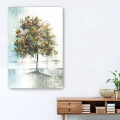 Blue and Green Solo Tree Giclee Canvas Art Print