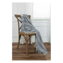 Blue and Ivory Striped Cotton Throw