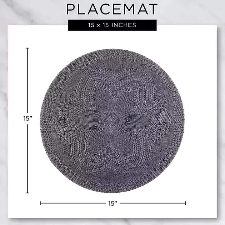 Blue and Natural Print Round Placemats, Set of 6