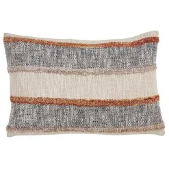 Blue and Orange Horizontal Stripe Throw Pillow