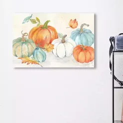 Blue and Orange Pumpkin Patch Canvas Art Print