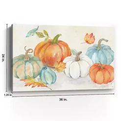 Blue and Orange Pumpkin Patch Canvas Art Print