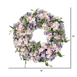Blue and Pink Hydrangea Wreath, 18 in.