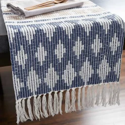 Blue and Stone Diamond Table Runner, 108 in.
