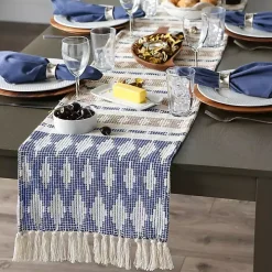 Blue and Stone Diamond Table Runner, 108 in.