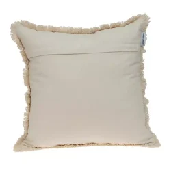 Blue and Tan Medallion Fringe Pillow