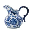 Blue and White Floral Ceramic Pitcher