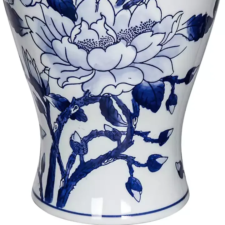 Blue and White Floral Curved Porcelain Vase