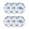 Blue and White Floral Dinner Plates, Set of 6