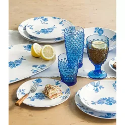 Blue and White Floral Dinner Plates, Set of 6