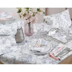 Blue and White Floral Table Runner, 120 in.