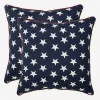 Blue and White Stars Outdoor Pillows, Set of 2