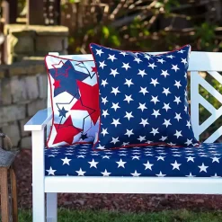 Blue and White Stars Outdoor Pillows, Set of 2