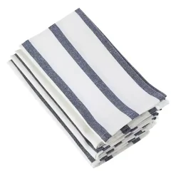 Blue and White Striped Cotton Napkins, Set of 4