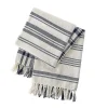 Blue and White Striped Tassel Throw