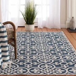 Blue Auckland Tile Outdoor Area Rug, 7x9