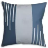 Blue Blocks and Stripes Outdoor Throw Pillow