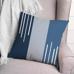 Blue Blocks and Stripes Outdoor Throw Pillow