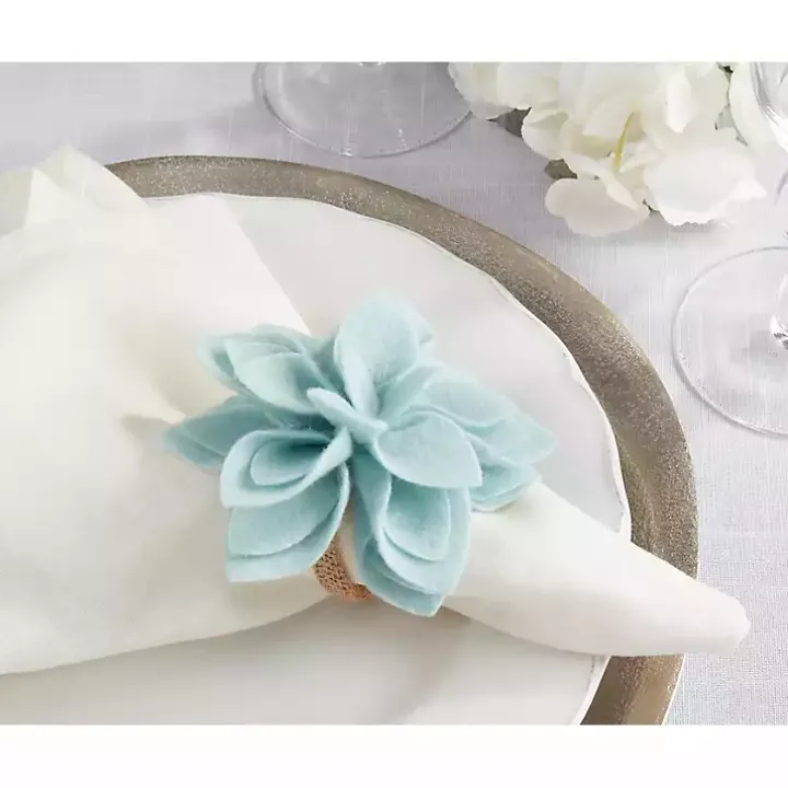 Blue Blossom Napkin Rings, Set of 4