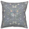 Blue Botanical Butterfly Throw Pillow