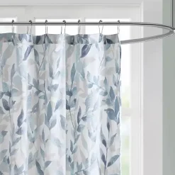 Blue Botanical Microfiber Shower Curtain