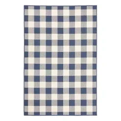 Blue Buffalo Check Outdoor Area Rug, 3x5