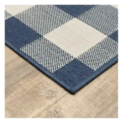 Blue Buffalo Check Outdoor Area Rug, 3x5