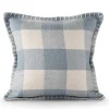 Blue Buffalo Check Stitched Outdoor Throw Pillow