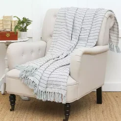 Blue Chevron and Dash Throw