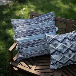 Blue Chevron Woven Outdoor Pillow