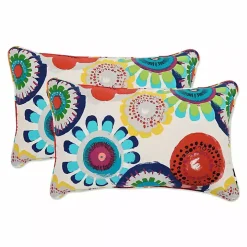 Blue Confetti Outdoor Lumbar Pillows, Set of 2