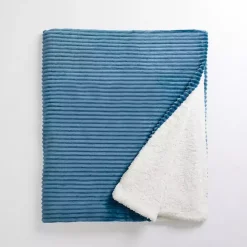 Blue Corduroy Sherpa Throw