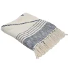 Blue Cotton Diamond Geometric Fringe Throw