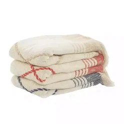 Blue Cotton Diamond Geometric Fringe Throw